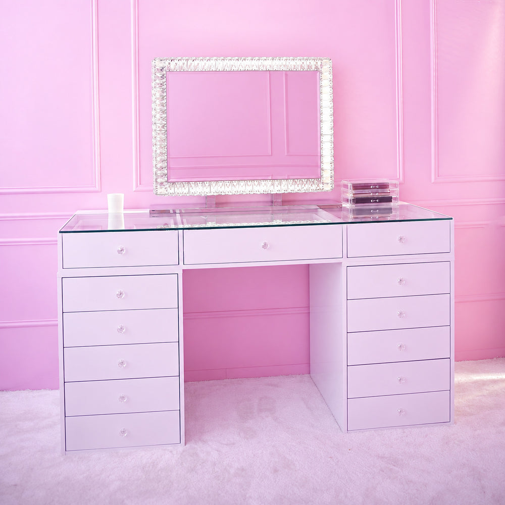Coiffeuse maquillage avec miroir LED Sundye – Pack Duo