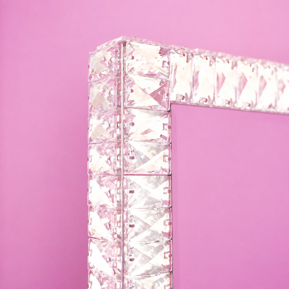 Miroir de coiffeuse LED à cristaux 78 × 60 cm