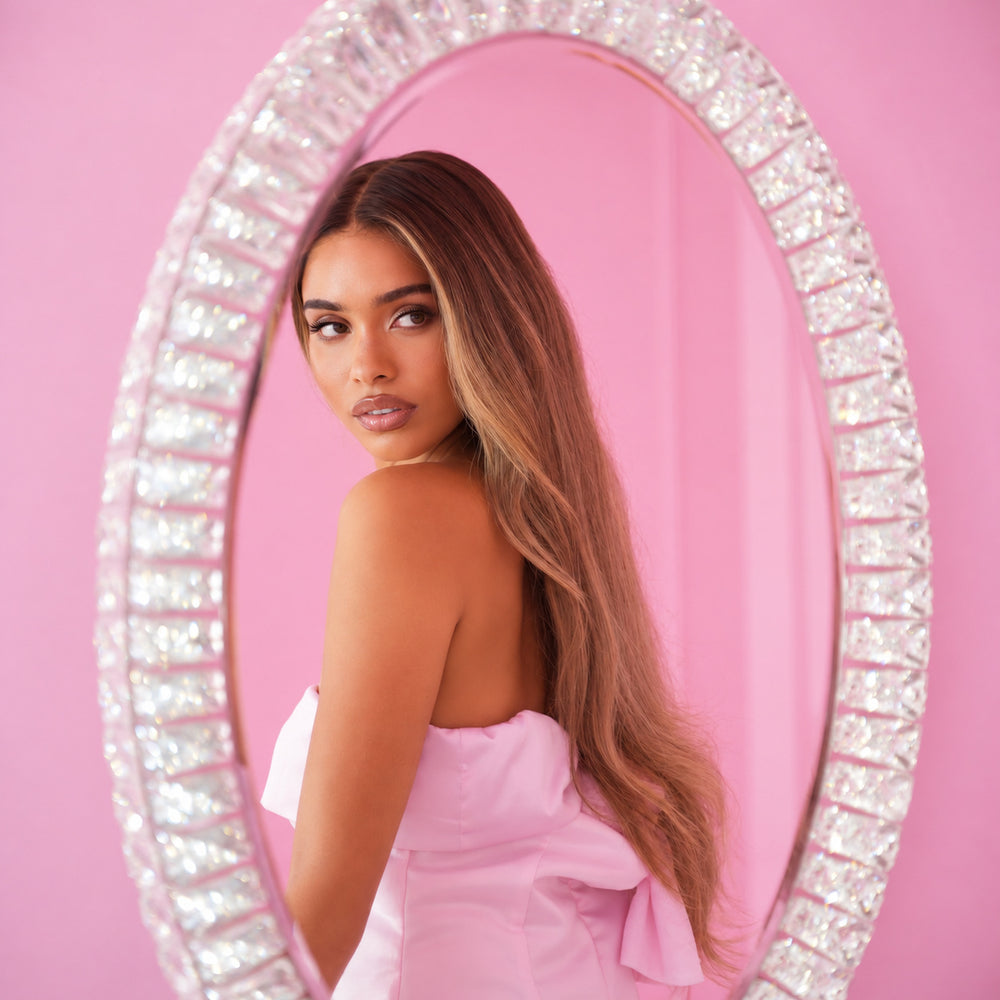Miroir ovale LED à cristaux 70 × 50 cm