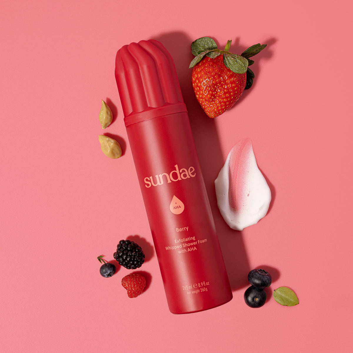 Gel douche exfoliant AHA Sundae Body Berry aux fruits rouges
