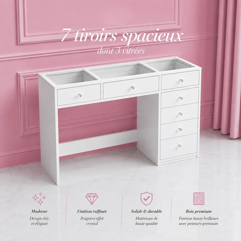 Coiffeuse compacte 120 cm avec rangement
