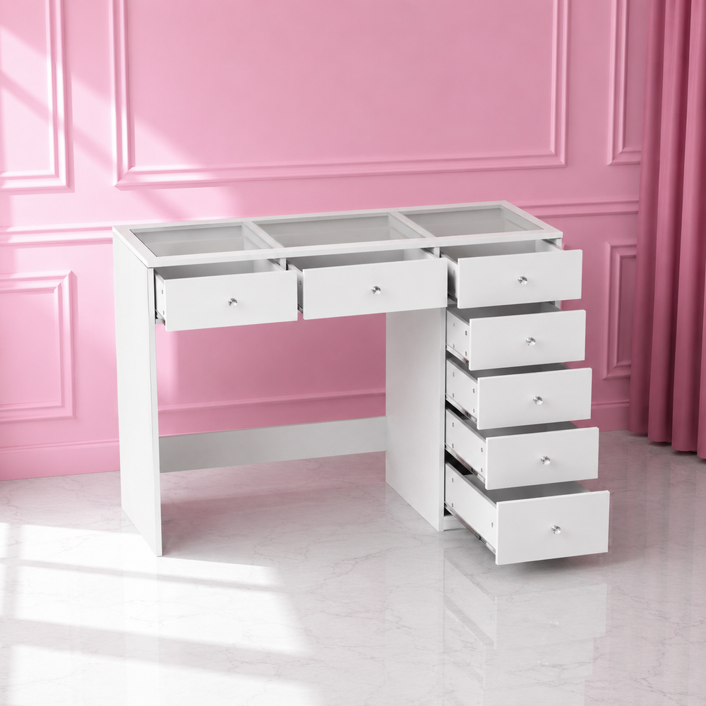Coiffeuse compacte 120 cm avec rangement