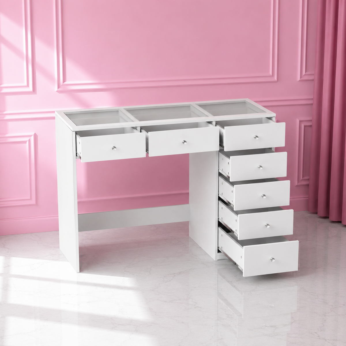 Coiffeuse compacte 120 cm avec rangement