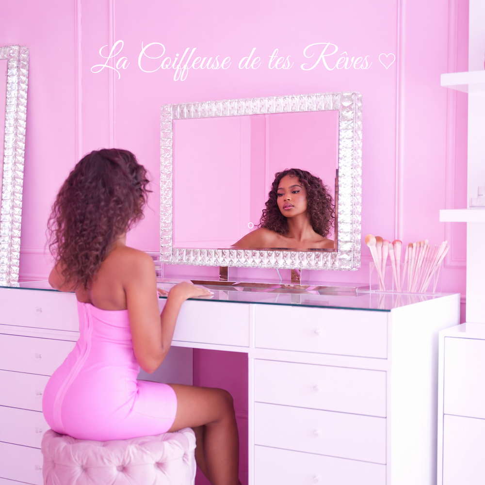 Coiffeuse maquillage avec miroir LED Sundye – Pack Duo