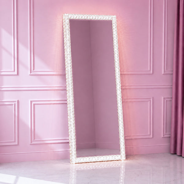 Grand miroir LED à cristaux 180 × 60 cm