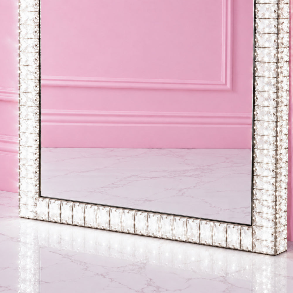 Grand miroir LED à cristaux 180 × 60 cm
