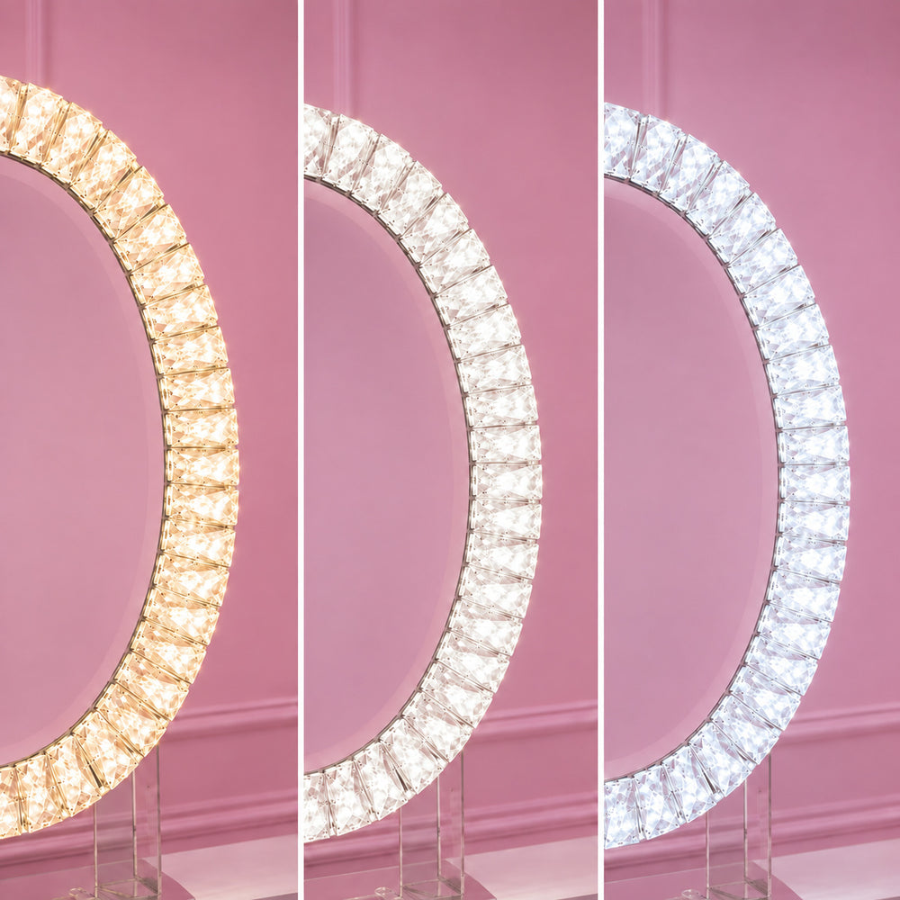 Miroir ovale LED à cristaux 70 × 50 cm