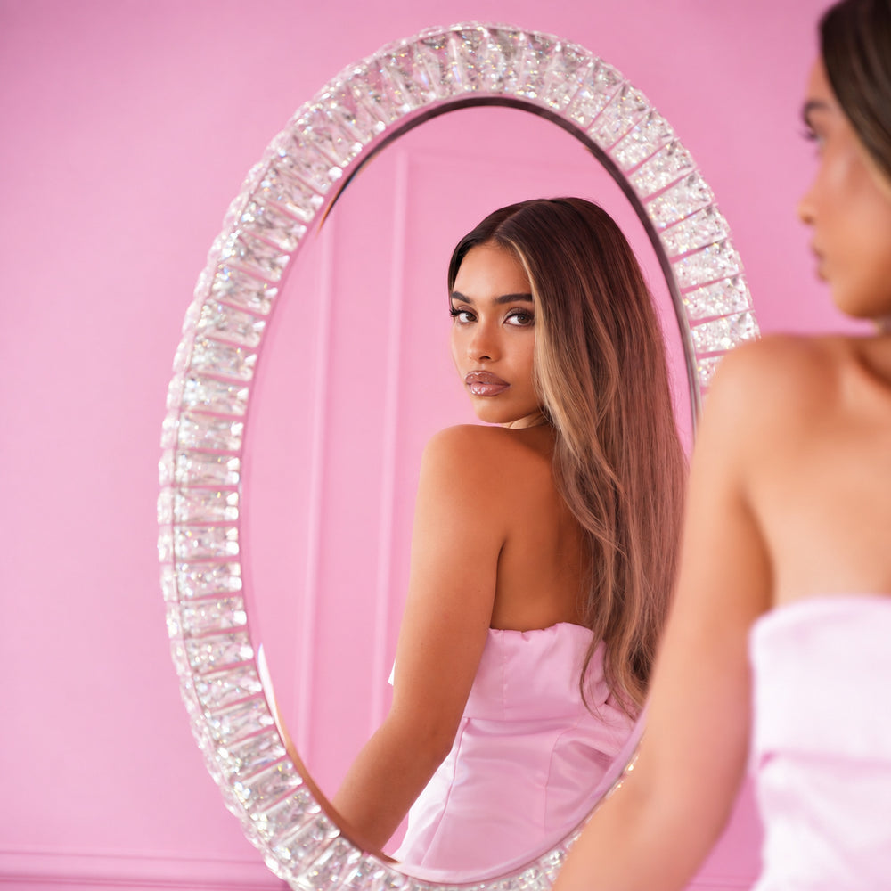 Miroir ovale LED à cristaux 70 × 50 cm